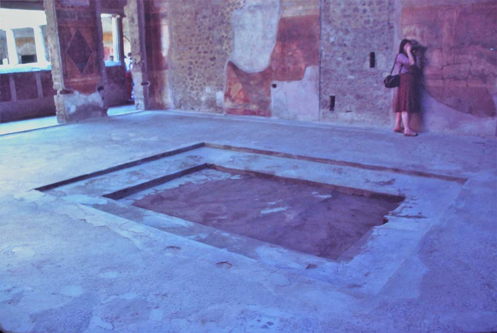 Villa dei Misteri, Pompeii. October 1981. Room 64, looking across impluvium in atrium towards south-east corner.
Photo courtesy of Rick Bauer, from Dr George Fay’s slides collection.

