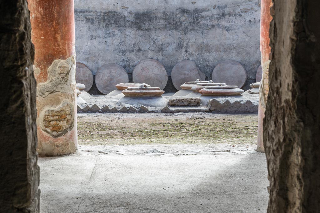 Villa Regina, Boscoreale. October 2021. Room II, looking east from doorway across portico VII. Photo courtesy of Johannes Eber.