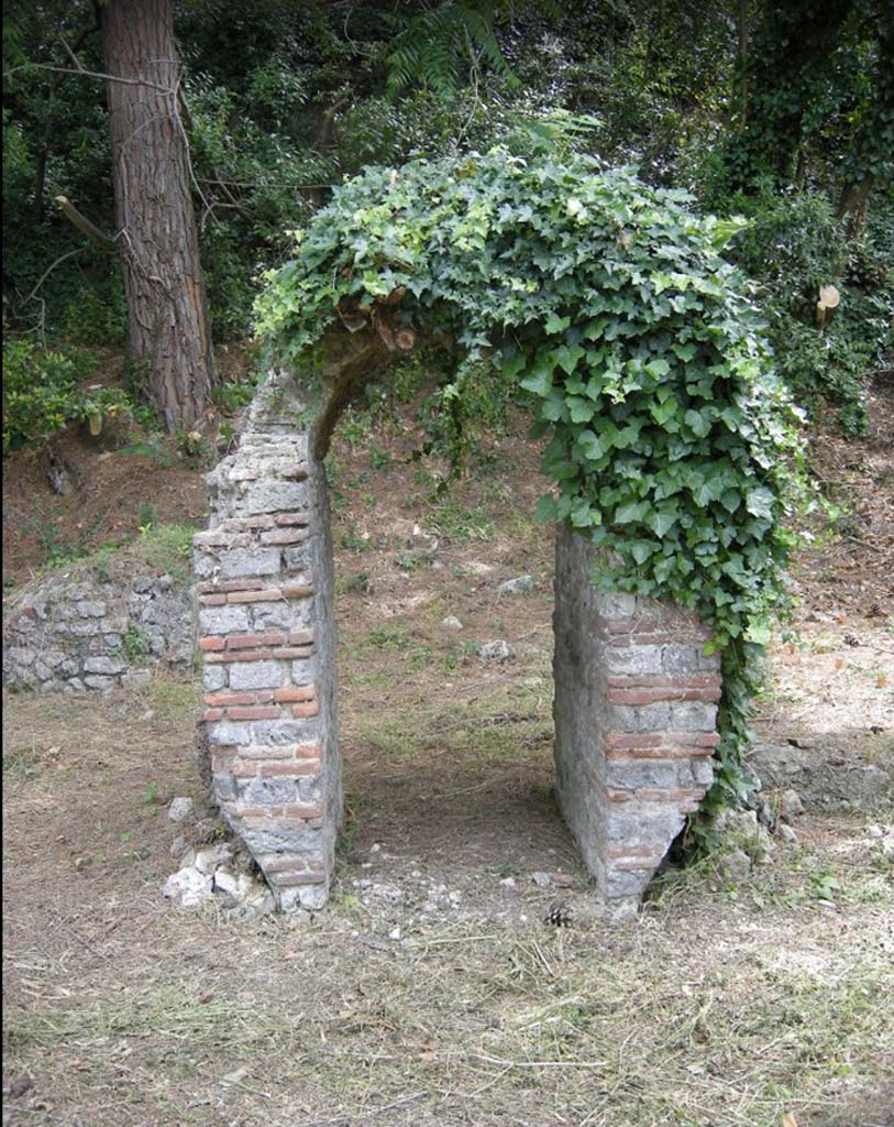 Villa della Pisanella, Boscoreale, May 2015. Remains of arched doorway seen during special opening of the excavation “Maggio dei Monumenti”. See https://www.ecampania.it/napoli/cultura/boscoreale-successo-pubblico-colori-novus-ager